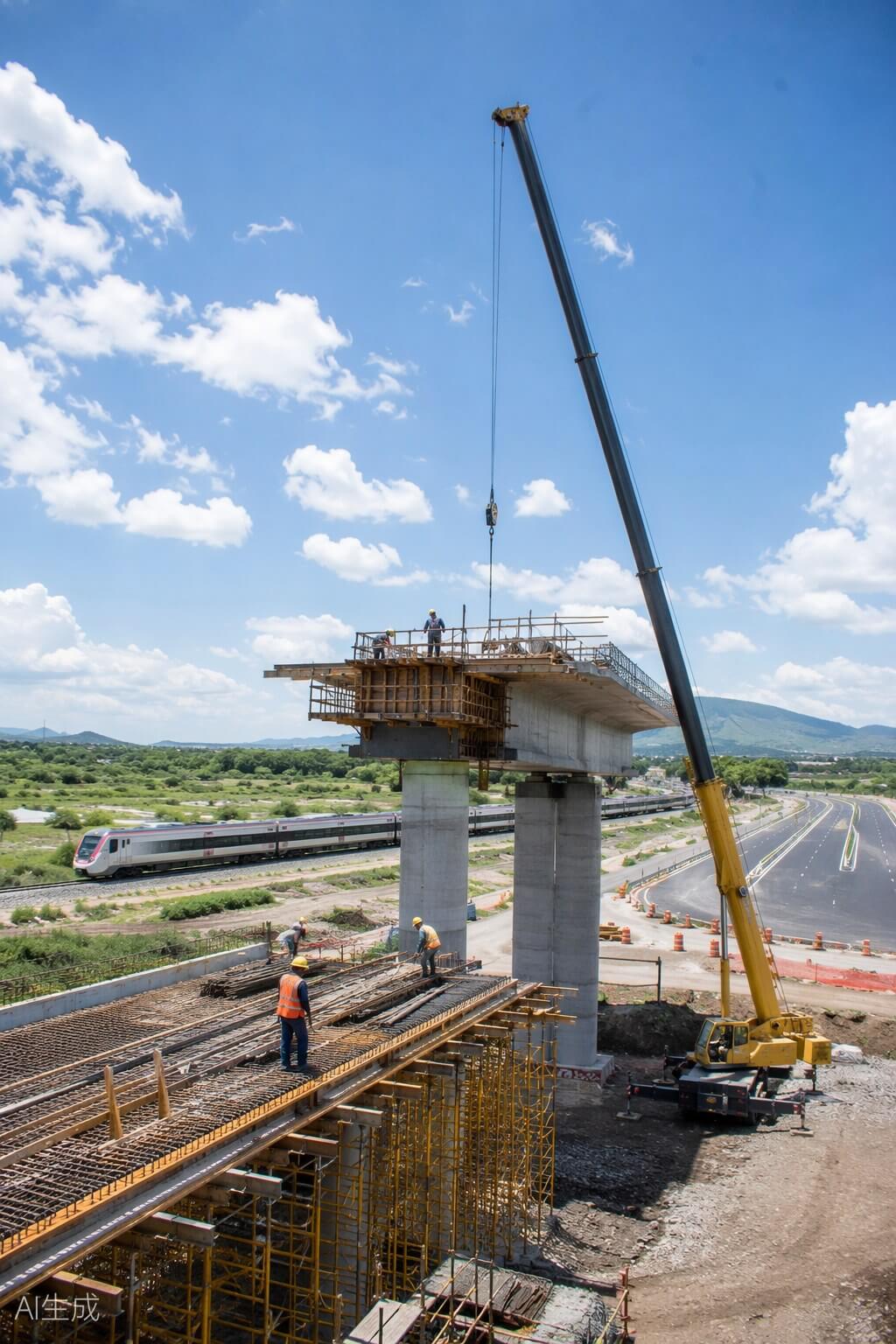 Construcción de puente y autopista en México